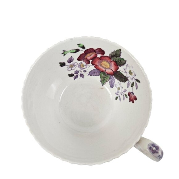 Copeland Spode Mayflower Tea Cup Saucer Set Floral Lavender Border England - Picture 4 of 10